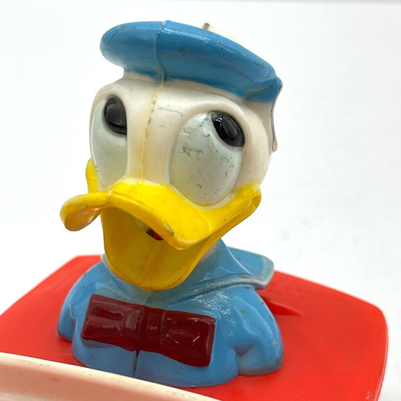 Vintage Donald Duck Trickey Rider Walt Disney String Pull Toy Hard Plastic - Picture 8 of 14